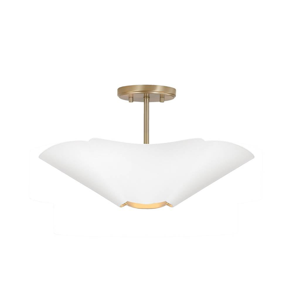 Capital Lighting Maeve 18.75'' W X 6.5'' H 4-light Modern Botanical Dual Mount Pendant In Matte White With Painted Matte Brass Interior And Square Designer Chain