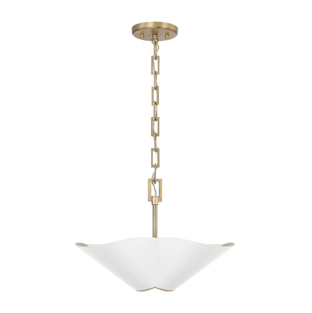 Capital Lighting 355442RE Matte Brass,White 18.75'' W X 6.5'' H 4-light Modern Botanical Dual Mount Pendant In Matte White With Painted Matte Brass Interior And Square Designer Chain Image 4