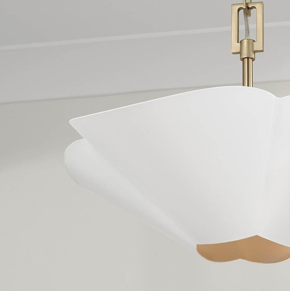 Capital Lighting 355442RE Matte Brass,White 18.75'' W X 6.5'' H 4-light Modern Botanical Dual Mount Pendant In Matte White With Painted Matte Brass Interior And Square Designer Chain Image 5