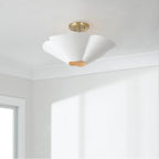Capital Lighting 355442RE Matte Brass,White 18.75'' W X 6.5'' H 4-light Modern Botanical Dual Mount Pendant In Matte White With Painted Matte Brass Interior And Square Designer Chain Image 3