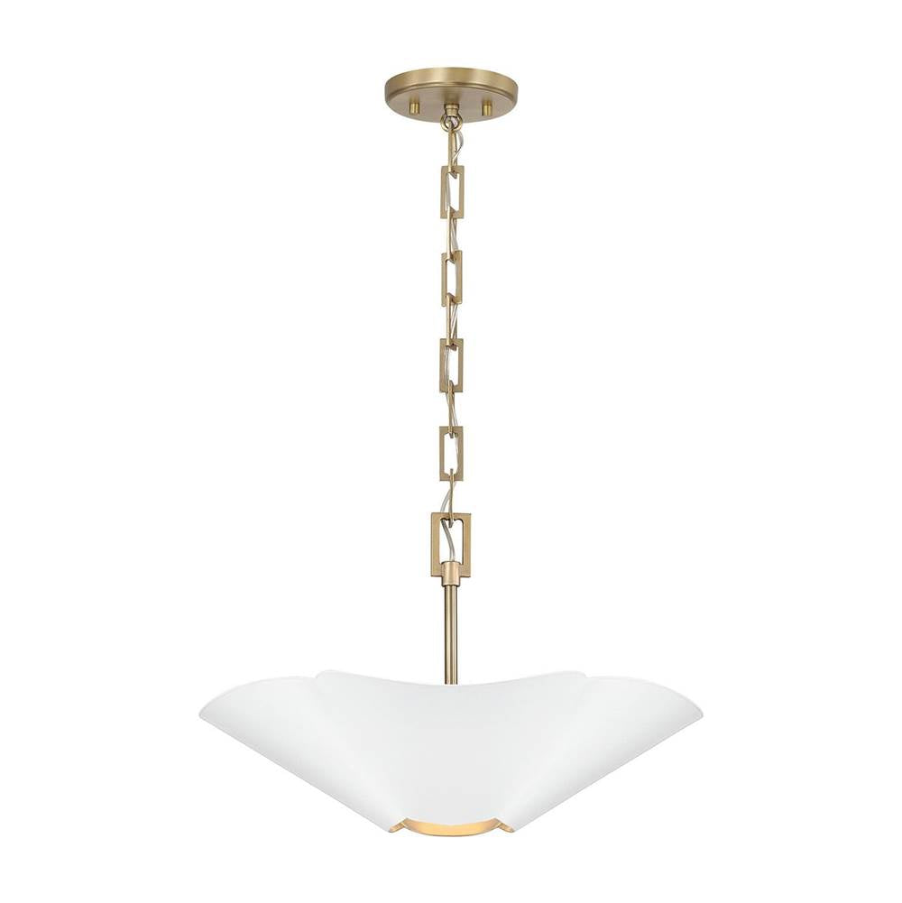 Capital Lighting 355442RE Matte Brass,White 18.75'' W X 6.5'' H 4-light Modern Botanical Dual Mount Pendant In Matte White With Painted Matte Brass Interior And Square Designer Chain Image 6