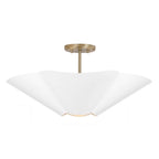 Capital Lighting Maeve 23.5'' W X 7.25'' H 4-light Modern Botanical Dual Mount Pendant In Matte White With Painted Matte Brass Interior And Square Designer Chain