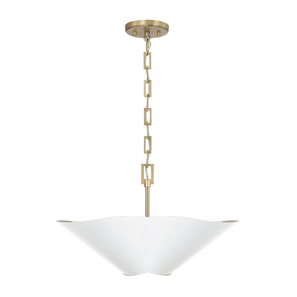Capital Lighting 355443RE Matte Brass,White 23.5'' W X 7.25'' H 4-light Modern Botanical Dual Mount Pendant In Matte White With Painted Matte Brass Interior And Square Designer Chain Image 4