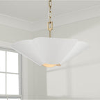 Capital Lighting 355443RE Matte Brass,White 23.5'' W X 7.25'' H 4-light Modern Botanical Dual Mount Pendant In Matte White With Painted Matte Brass Interior And Square Designer Chain Image 7