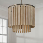 Capital Lighting 355651DR Dark Brass 24'' W X 21'' H 5-light Pendant In Dark Brass With Handcrafted Mango Wood In Nordic Grey Stain Image 5