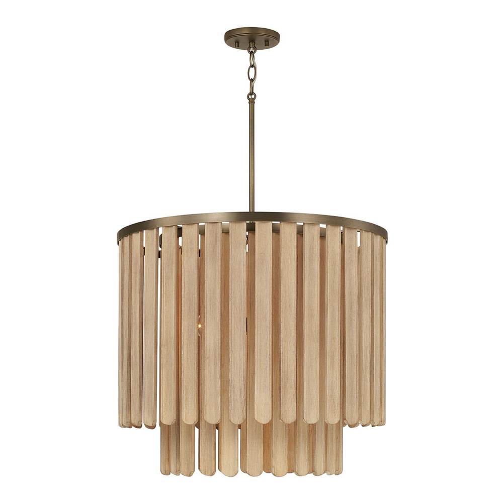 Capital Lighting 355651DR Dark Brass 24'' W X 21'' H 5-light Pendant In Dark Brass With Handcrafted Mango Wood In Nordic Grey Stain Image 4
