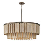 Capital Lighting 355661DR Dark Brass 30'' W X 11'' H 6-light Pendant  In Dark Brass With Handcrafted Mango Wood In Nordic Grey Stain Image 1