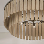 Capital Lighting 355661DR Dark Brass 30'' W X 11'' H 6-light Pendant  In Dark Brass With Handcrafted Mango Wood In Nordic Grey Stain Image 3