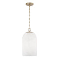 Capital Lighting 355811MA-553 Matte Brass 9'' W X 18'' H 1-light Capsule Pendant In Matte Brass With Faux Alabaster Glass And Alternating Loop Designer Chain Image 1