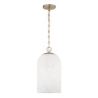 Capital Lighting 355811MA-553 Matte Brass 9'' W X 18'' H 1-light Capsule Pendant In Matte Brass With Faux Alabaster Glass And Alternating Loop Designer Chain Image 1