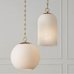 Capital Lighting 355812MA-552 Matte Brass 13.75'' W X 15.25'' H 1-light Globe Pendant In Matte Brass With Soft White Glass And Alternating Loop Designer Chain Image 3