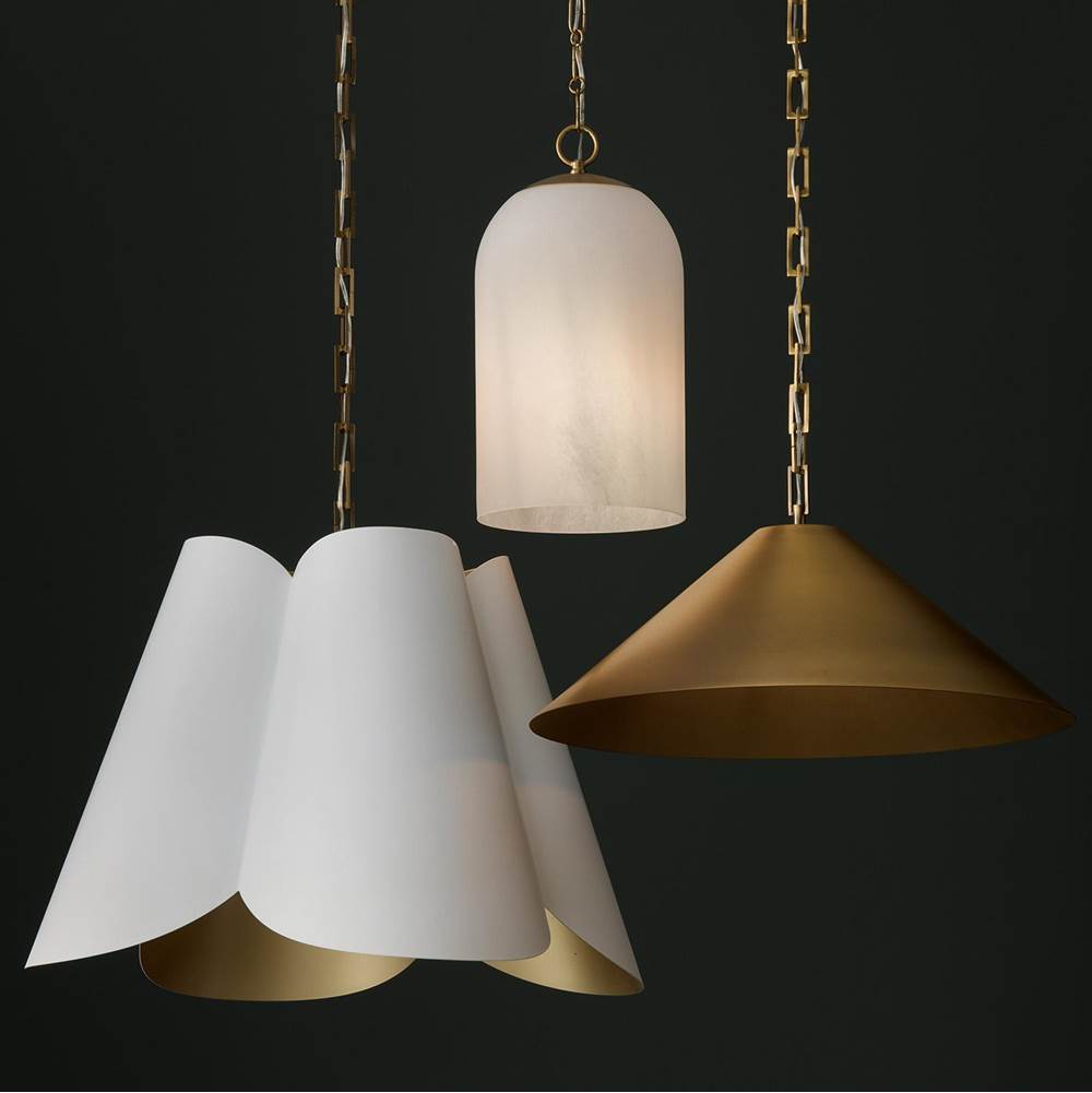 Capital Lighting 356711AD Aged Brass 20'' W X 8'' H 1-light Metal Cone Pendant In Aged Brass With Painted Brass Interior And Rectangular Designer Chain Image 4