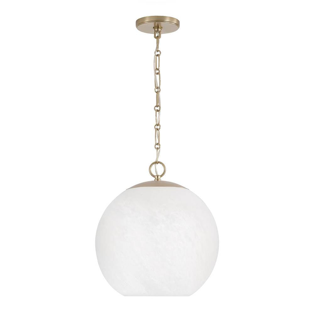 Capital Lighting 355812MA-551 Matte Brass 13.75'' W X 15.25'' H 1-light Globe Pendant In Matte Brass With Faux Alabaster Glass And Alternating Loop Designer Chain Image 1