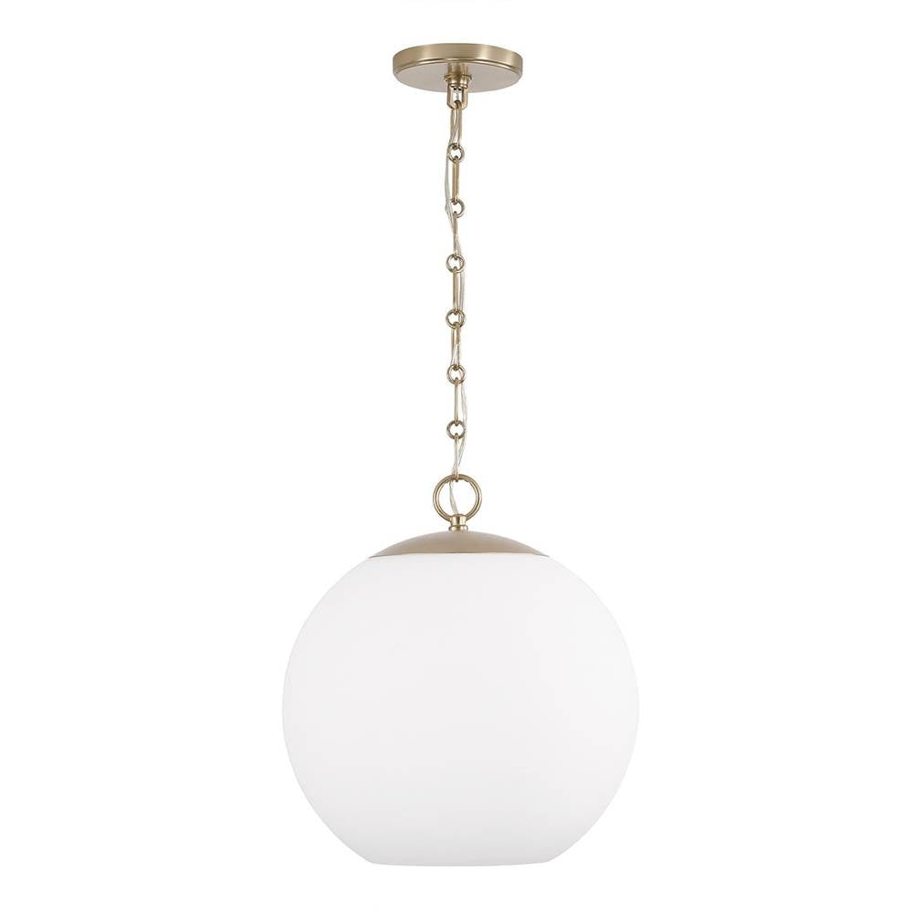 Capital Lighting 355812MA-552 Matte Brass 13.75'' W X 15.25'' H 1-light Globe Pendant In Matte Brass With Soft White Glass And Alternating Loop Designer Chain Image 1