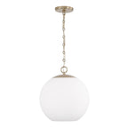 Capital Lighting 355812MA-552 Matte Brass 13.75'' W X 15.25'' H 1-light Globe Pendant In Matte Brass With Soft White Glass And Alternating Loop Designer Chain Image 1