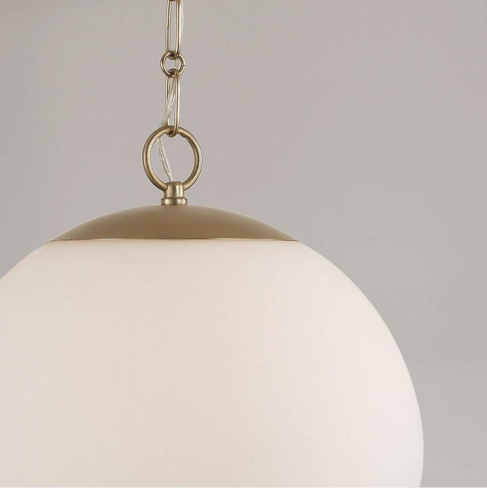 Capital Lighting 355812MA-552 Matte Brass 13.75'' W X 15.25'' H 1-light Globe Pendant In Matte Brass With Soft White Glass And Alternating Loop Designer Chain Image 4