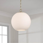 Capital Lighting Cleo 13.75'' W X 15.25'' H 1-light Globe Pendant In Matte Brass With Soft White Glass And Alternating Loop Designer Chain