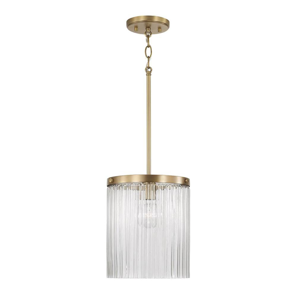 Capital Lighting 356211AD Aged Brass 10'' W X 16'' H 1-light Pendant In Aged Brass With Clear Beveled Fluted Glass Image 1