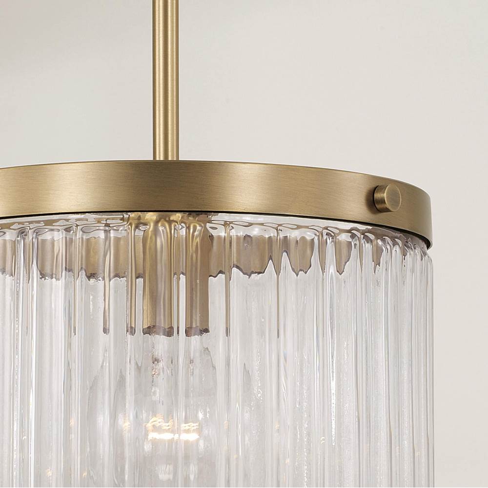 Capital Lighting 356211AD Aged Brass 10'' W X 16'' H 1-light Pendant In Aged Brass With Clear Beveled Fluted Glass Image 2