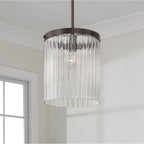 Capital Lighting Vaughn 10'' W X 16'' H 1-light Pendant In Aged Brass With Clear Beveled Fluted Glass