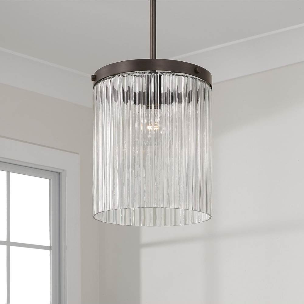 Capital Lighting Vaughn 10'' W X 16'' H 1-light Pendant In Aged Brass With Clear Beveled Fluted Glass