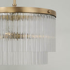 Capital Lighting 356231AD Aged Brass 16'' W X 11.5'' H 3-light Dual Mount Pendant In Aged Brass With Clear Beveled Fluted Glass Image 6