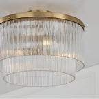Capital Lighting 356231AD Aged Brass 16'' W X 11.5'' H 3-light Dual Mount Pendant In Aged Brass With Clear Beveled Fluted Glass Image 5