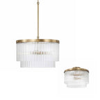 Capital Lighting 356231AD Aged Brass 16'' W X 11.5'' H 3-light Dual Mount Pendant In Aged Brass With Clear Beveled Fluted Glass Image 1