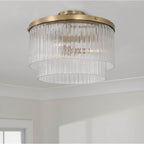 Capital Lighting 356231AD Aged Brass 16'' W X 11.5'' H 3-light Dual Mount Pendant In Aged Brass With Clear Beveled Fluted Glass Image 2