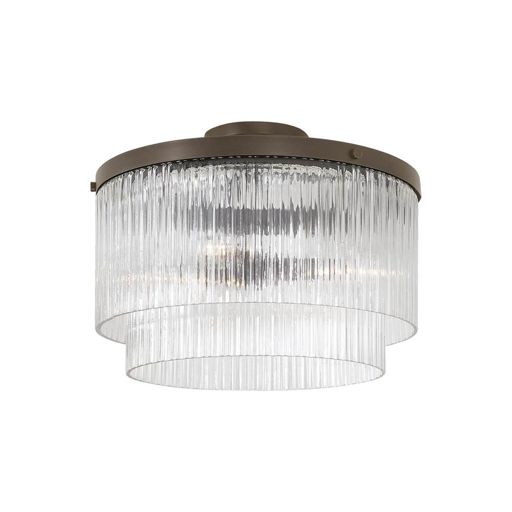Capital Lighting Vaughn 16'' W X 11.5'' H 3-light Dual Mount Pendant In Aged Brass With Clear Beveled Fluted Glass