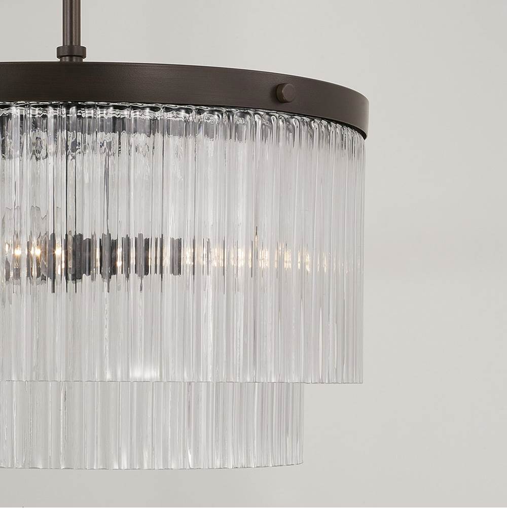Capital Lighting 356231OR Oil Rubbed Bronze 17'' W X 11.5'' H 3-light Dual Mount Pendant In Oil Rubbed Bronze With Clear Beveled Fluted Glass Image 4