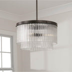 Capital Lighting 356231OR Oil Rubbed Bronze 17'' W X 11.5'' H 3-light Dual Mount Pendant In Oil Rubbed Bronze With Clear Beveled Fluted Glass Image 6