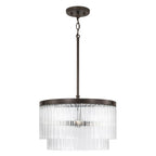 Capital Lighting 356231OR Oil Rubbed Bronze 17'' W X 11.5'' H 3-light Dual Mount Pendant In Oil Rubbed Bronze With Clear Beveled Fluted Glass Image 5
