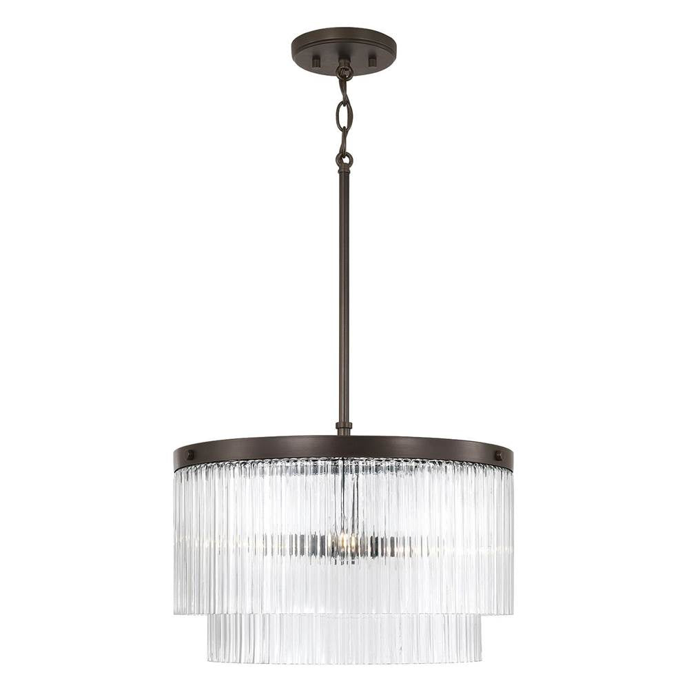 Capital Lighting 356231OR Oil Rubbed Bronze 17'' W X 11.5'' H 3-light Dual Mount Pendant In Oil Rubbed Bronze With Clear Beveled Fluted Glass Image 5