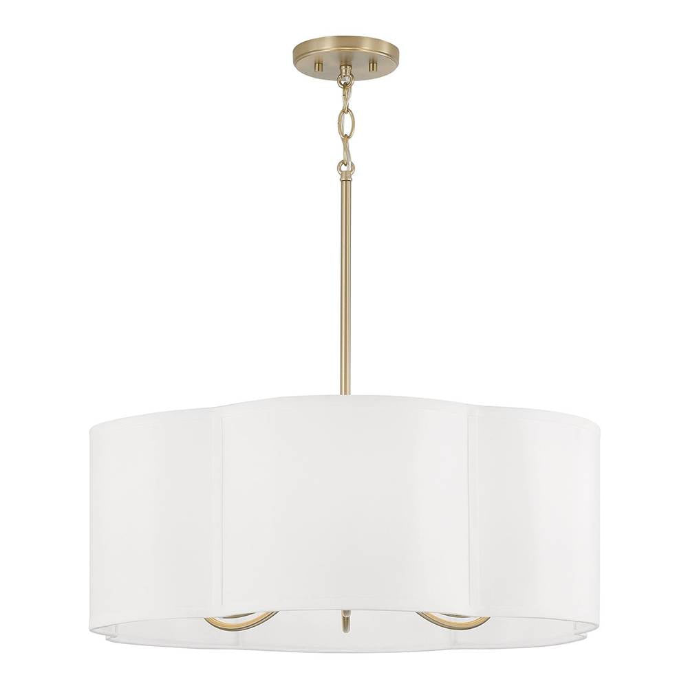 Capital Lighting 356461MA Matte Brass 24'' W X 9'' H 6-light Pendant In Matte Brass With White Fabric Shade Image 1