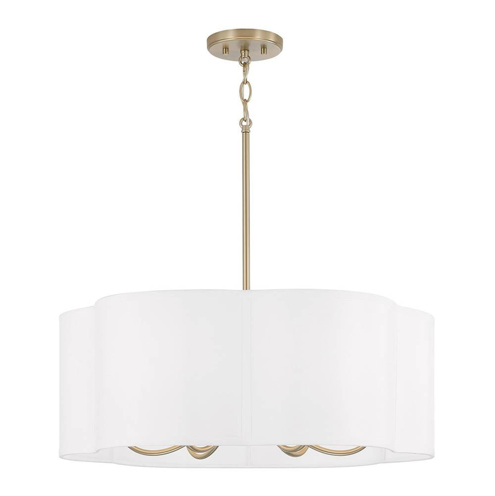 Capital Lighting 356461MA Matte Brass 24'' W X 9'' H 6-light Pendant In Matte Brass With White Fabric Shade Image 3