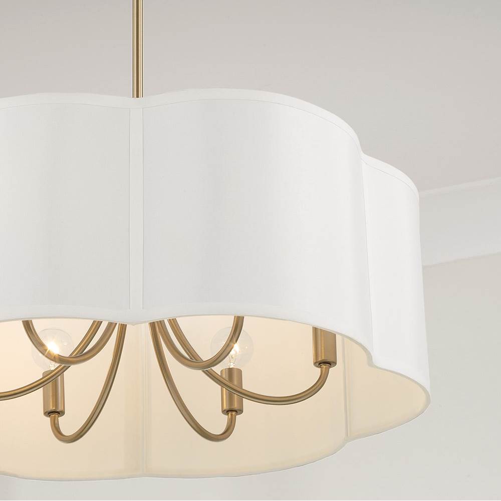 Capital Lighting 356461MA Matte Brass 24'' W X 9'' H 6-light Pendant In Matte Brass With White Fabric Shade Image 4