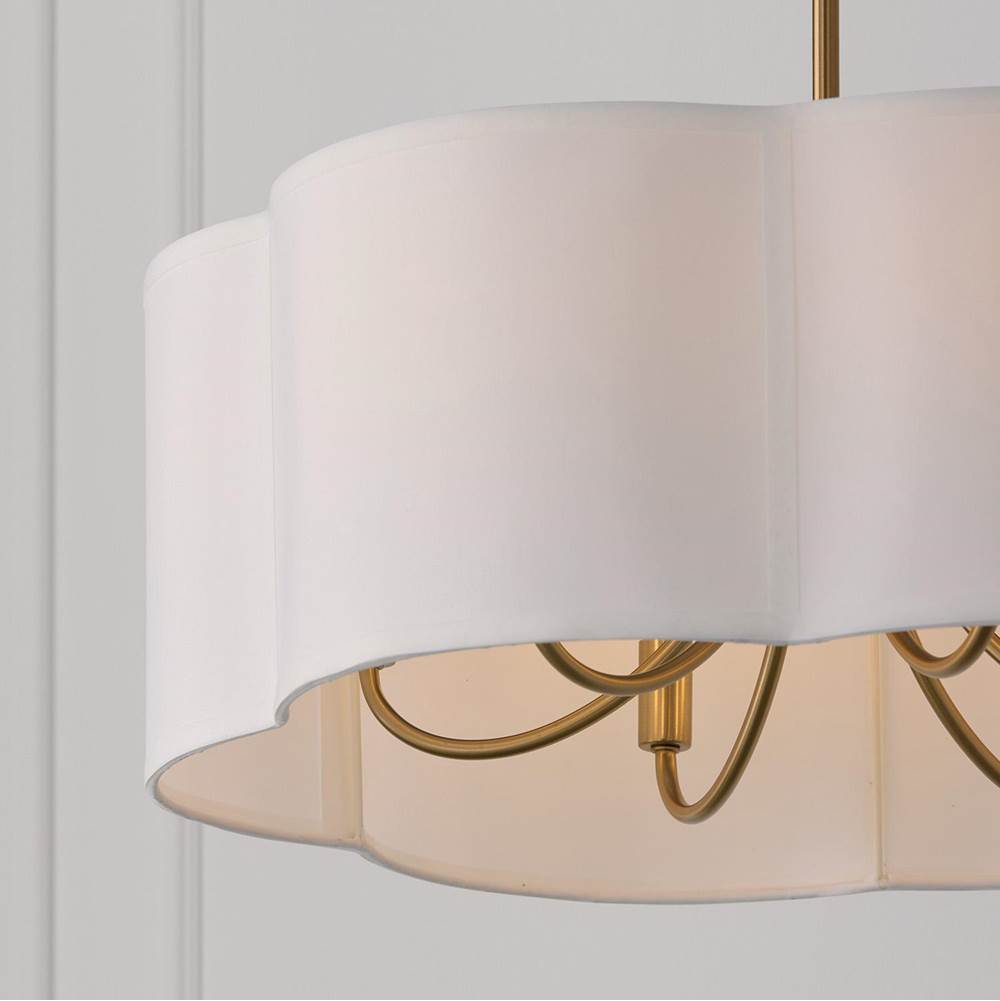 Capital Lighting 356461MA Matte Brass 24'' W X 9'' H 6-light Pendant In Matte Brass With White Fabric Shade Image 2