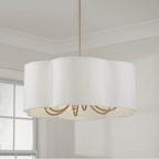 Capital Lighting Sabine 24'' W X 9'' H 6-light Pendant In Matte Brass With White Fabric Shade