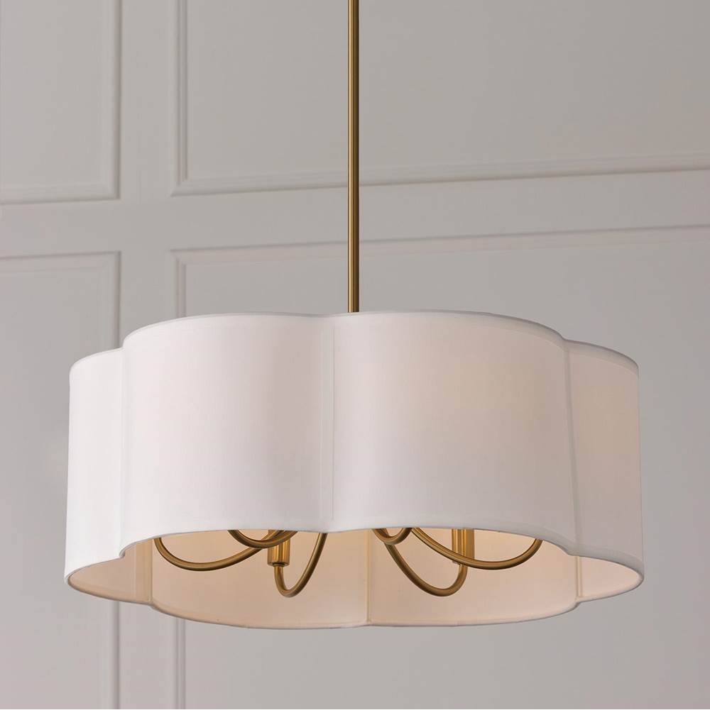 Capital Lighting 356461MA Matte Brass 24'' W X 9'' H 6-light Pendant In Matte Brass With White Fabric Shade Image 5
