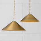 Capital Lighting 356712AD Aged Brass 28'' W X 10'' H 1-light Metal Cone Pendant In Aged Brass With Painted Brass Interior And Rectangular Designer Chain Image 3