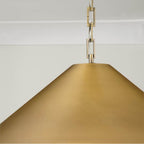 Capital Lighting 356712AD Aged Brass 28'' W X 10'' H 1-light Metal Cone Pendant In Aged Brass With Painted Brass Interior And Rectangular Designer Chain Image 4