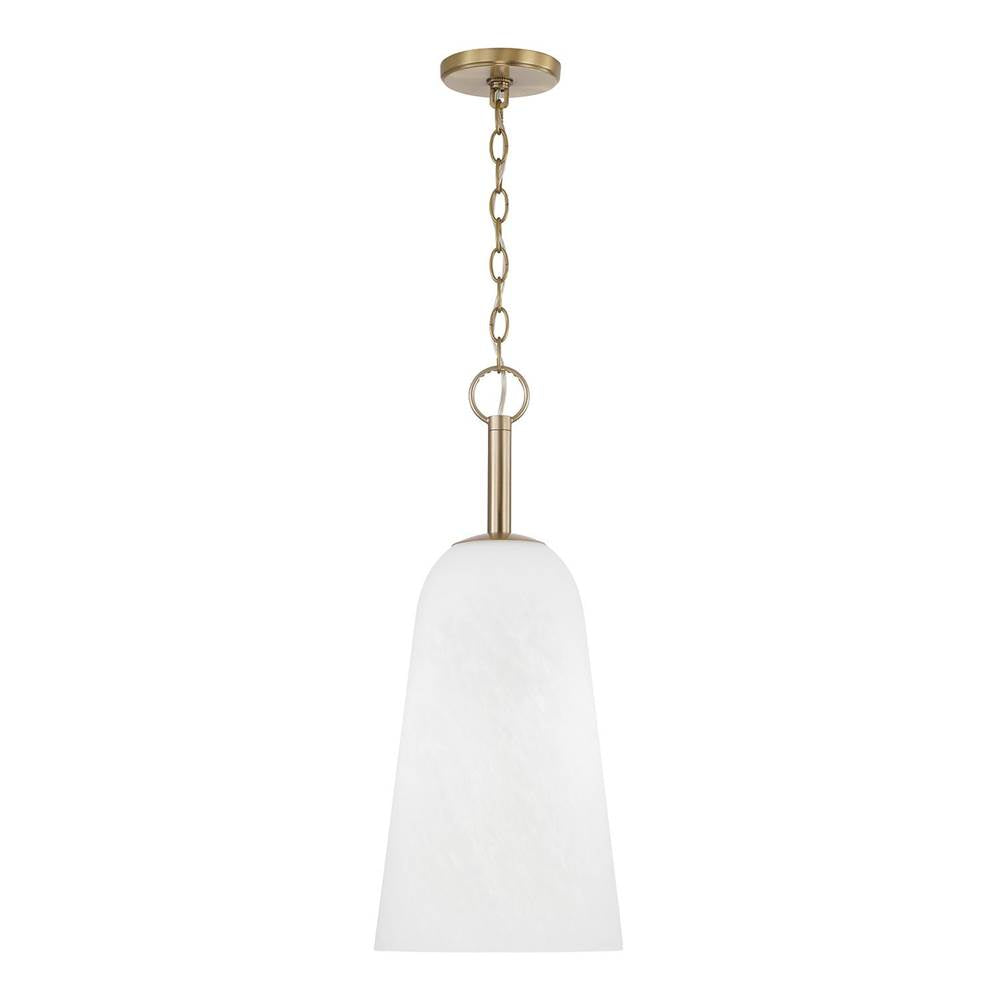 Capital Lighting 356911MA Matte Brass 10'' W X 24'' H 1-light Pendant In Matte Brass With Faux Alabaster Glass Image 1