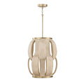 Capital Lighting 357511MA Matte Brass 16'' W X 21.25'' H 1-light Handcrafted Cylindrical Pendant In Matte Brass With Hand-carved Bleached Mango Wood Panels Image 1
