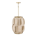 Capital Lighting 357511MA Matte Brass 16'' W X 21.25'' H 1-light Handcrafted Cylindrical Pendant In Matte Brass With Hand-carved Bleached Mango Wood Panels Image 2