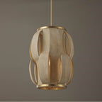 Capital Lighting Willa 16'' W X 21.25'' H 1-light Handcrafted Cylindrical Pendant In Matte Brass With Hand-carved Bleached Mango Wood Panels