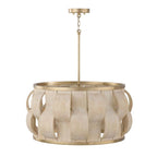 Capital Lighting 357541MA Matte Brass 27'' W X 13.5'' H 4-light Handcrafted Drum Pendant In Matte Brass With Hand-carved Bleached Mango Wood Panels Image 2