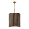 Capital Lighting 357631MA Matte Brass 16.5'' W X 19.5'' H 3-light Reversed-flute Handcrafted Mango Wood Pendant In Nordic Wood With Matte Brass And White Glass Diffuser Image 1