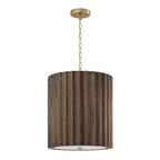 Capital Lighting 357631MA Matte Brass 16.5'' W X 19.5'' H 3-light Reversed-flute Handcrafted Mango Wood Pendant In Nordic Wood With Matte Brass And White Glass Diffuser Image 1