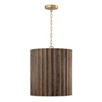 Capital Lighting 357631MA Matte Brass 16.5'' W X 19.5'' H 3-light Reversed-flute Handcrafted Mango Wood Pendant In Nordic Wood With Matte Brass And White Glass Diffuser Image 2
